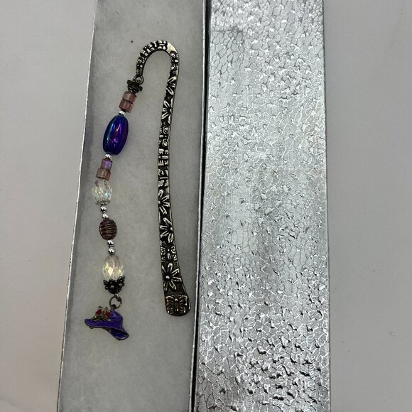 Bookmark‎ Dangle Beaded Metal Page Marker with Blue Charms - Picture 1 of 5